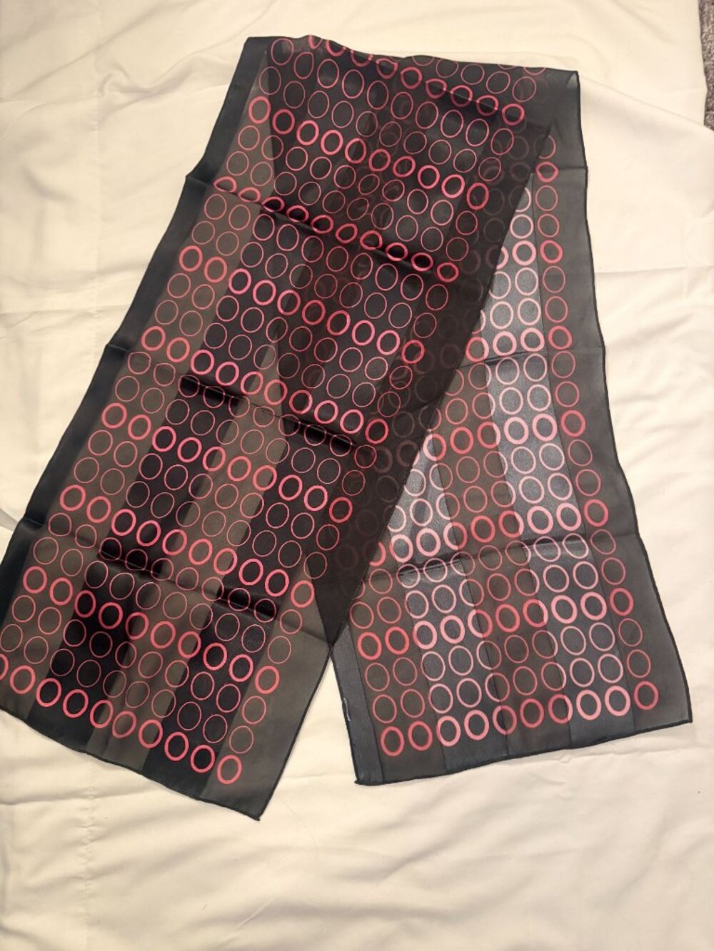 Womens Black and Pink Circle Pattern Rectangular Scarf